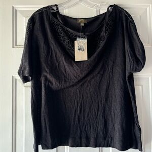 Anthropologie Black Short Sleeve Top